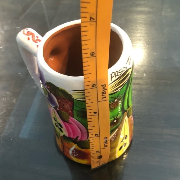 Mexican Pottery Colorful Fruit Hand Painted Mug Tankard Cheerful 12 Ounces - Picture 6 of 7